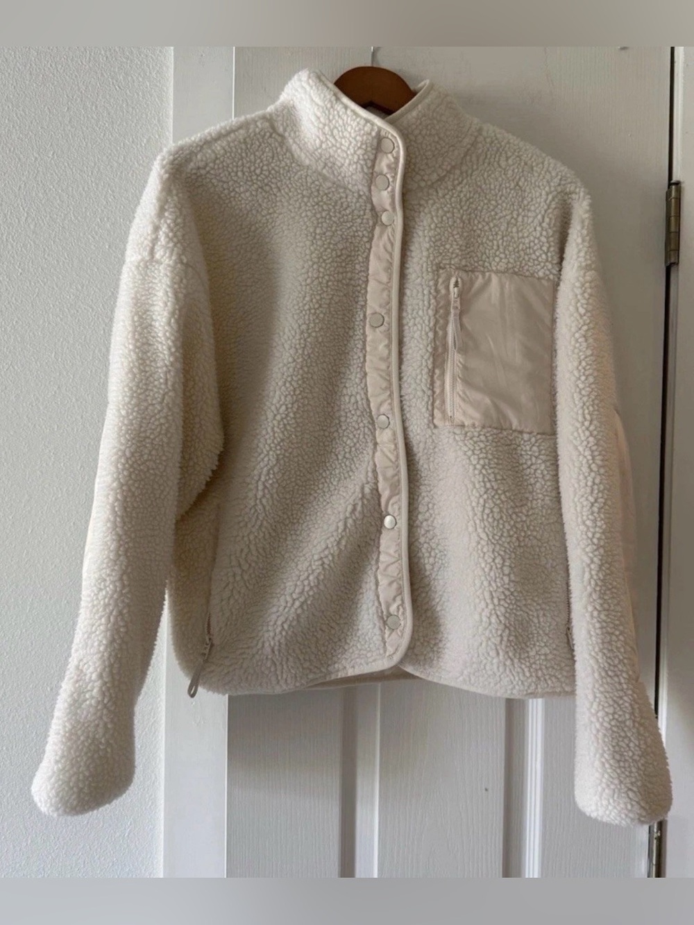 Fabletics Tahoe Teddy Jacket Women’s L Cream/Ivory Sherpa Fleece Oversized